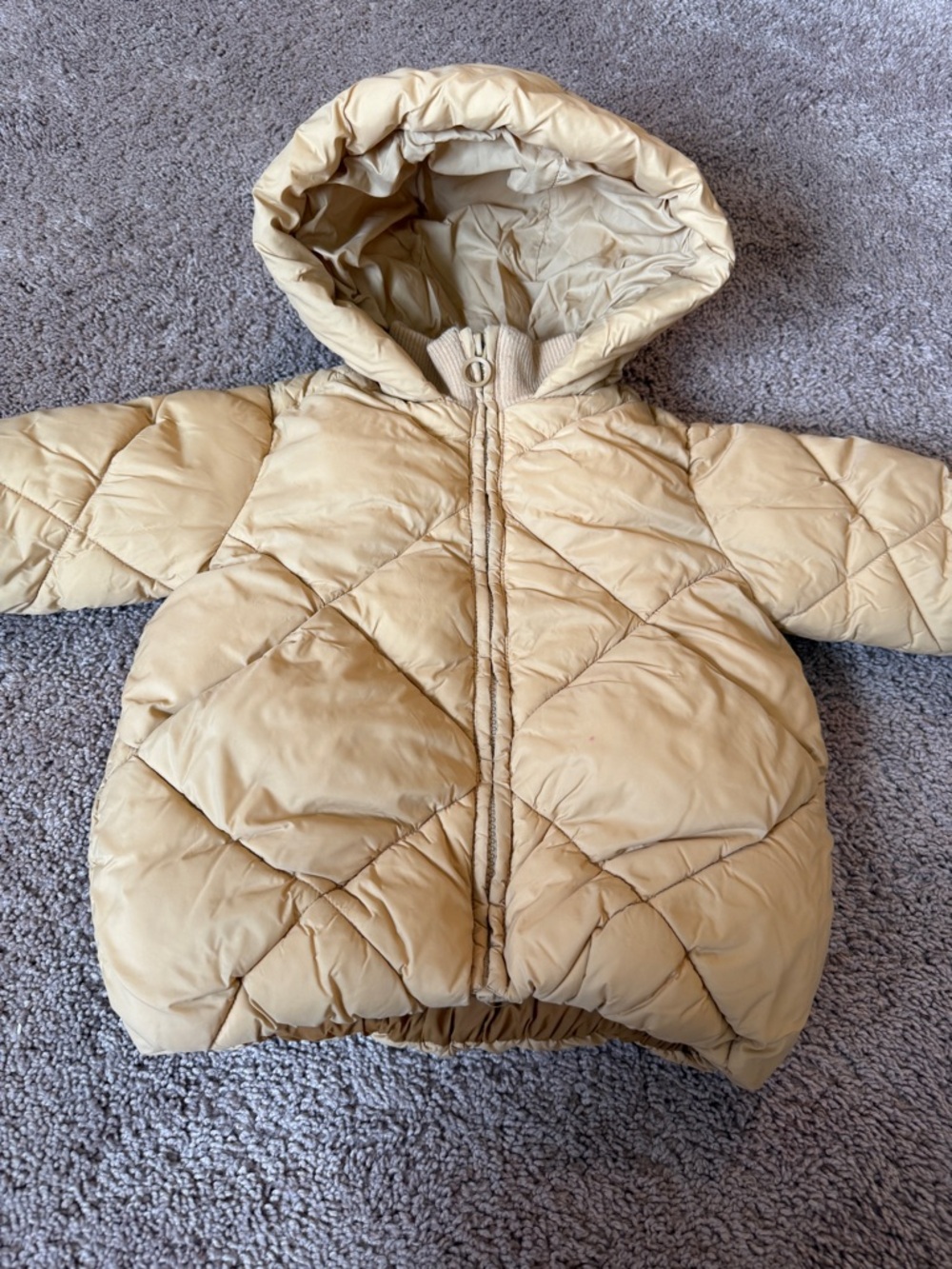 Zara Kids Light Yellow Quilted Hooded Puffer Jacket 18-24 months